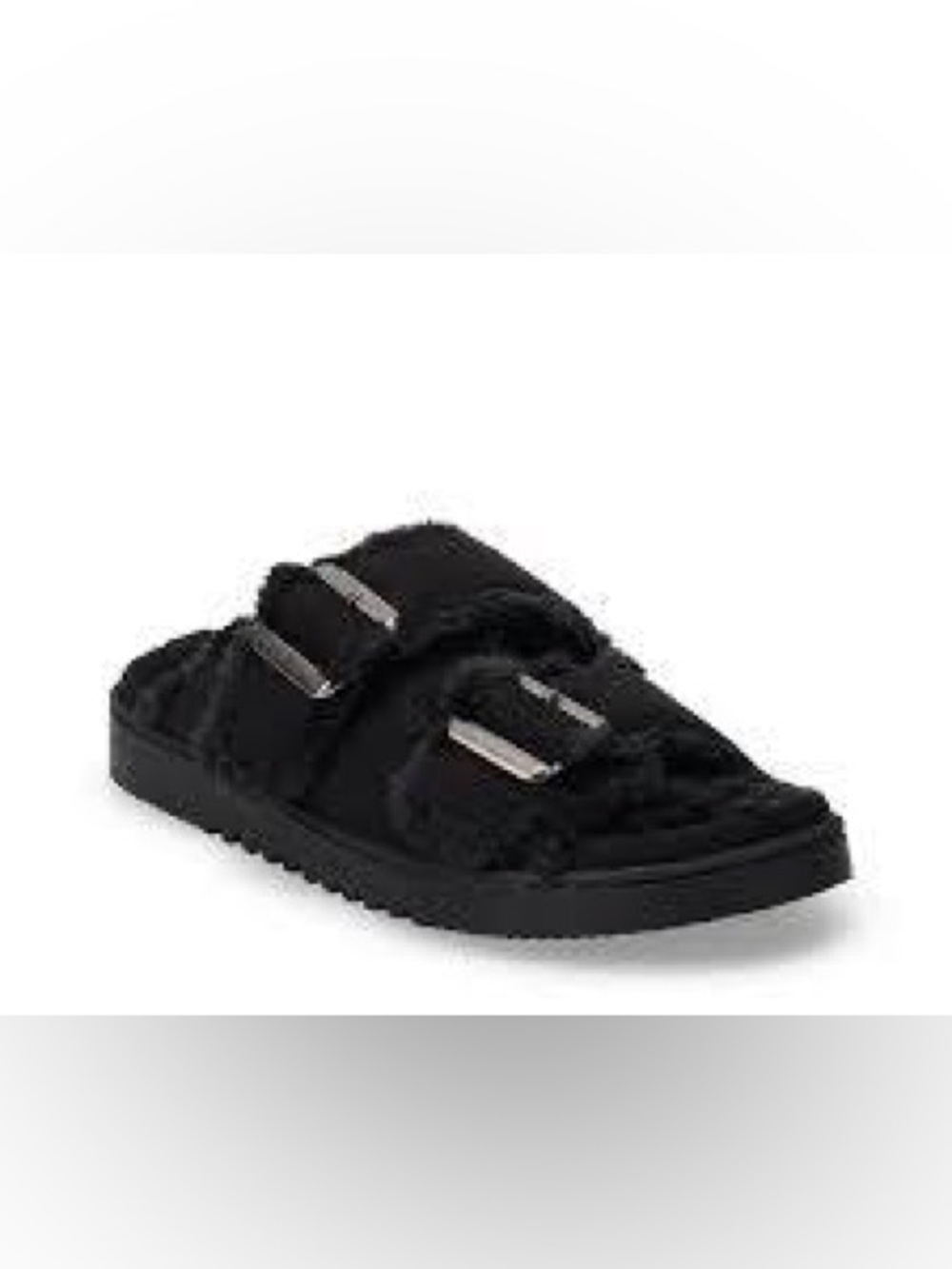 Sonoma Black Fuzzy Slide Sandals with Buckles 9-10